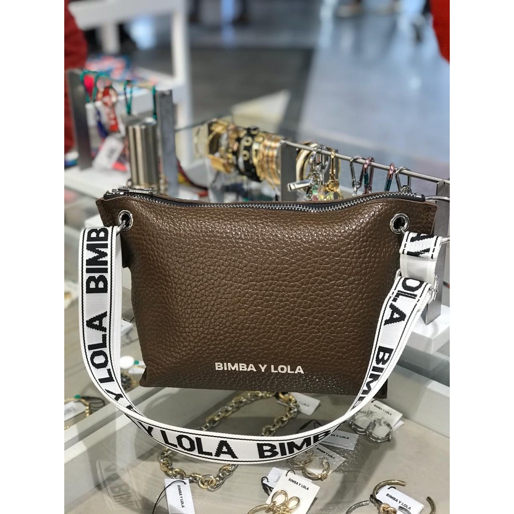 Ready Stock Bimba Y Lola tas selempang crossbody bag authentic brown large leather strap white