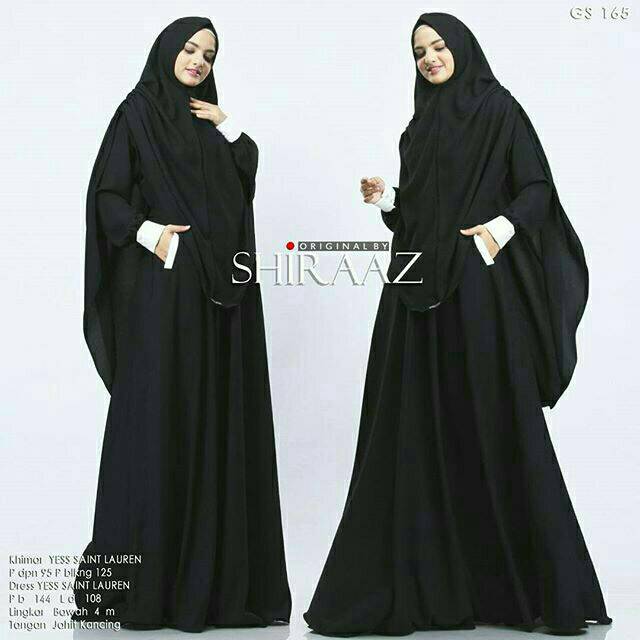 Gamis syari polos trendy GS165 ORI BY SHIRAAZ