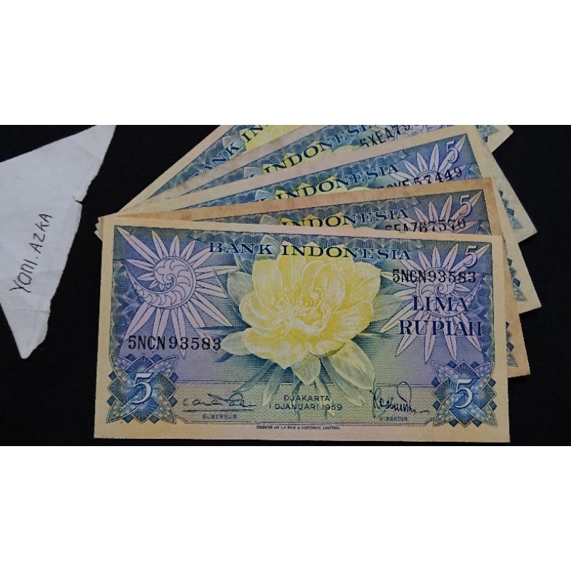 mahar 5 rupiah seri bunga 1959 axf sesuai foto