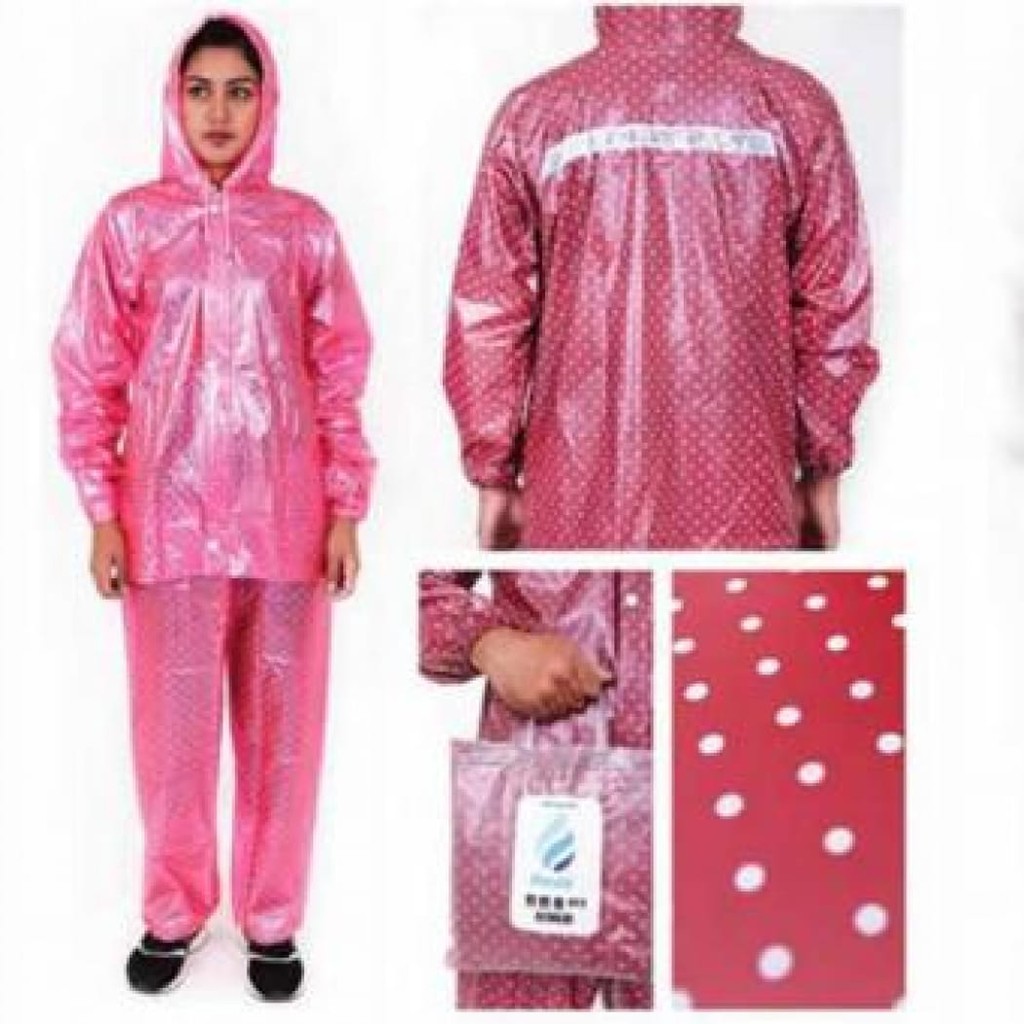 FELWINSHOP Plevia Jas Hujan Setelan Dewasa  Polkadot POP 810