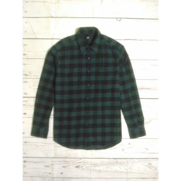 kemeja flannel/flanel tangan panjang pria UNIQLO/outer