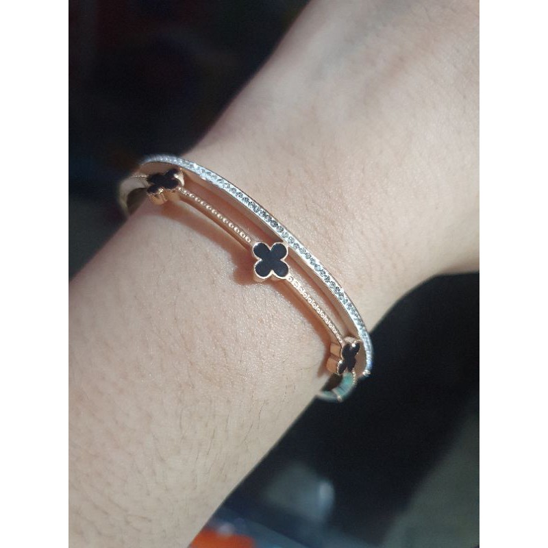 Gelang Titanium Asli Premium Quality elv RosegoldAnti karat anti alergi Stainless steel b61