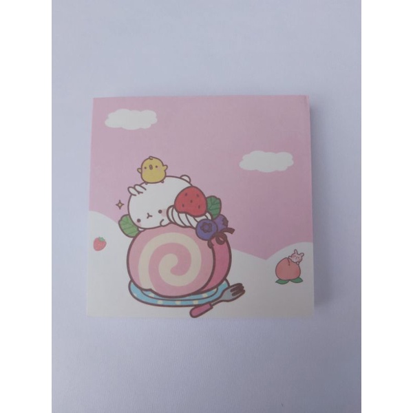 MEMO PAD aesthetic cute design karakter animasi molang-Roll cake