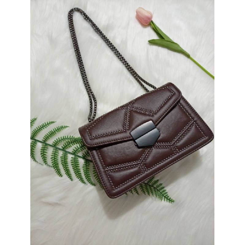 Tas Wanita Impor Rantai PU leather Tas Bahu shoulder bag