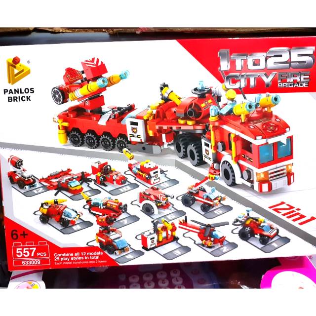Block Lego Panlos Brick City Fire Brigade 12 in 1 Isi 557 pcs