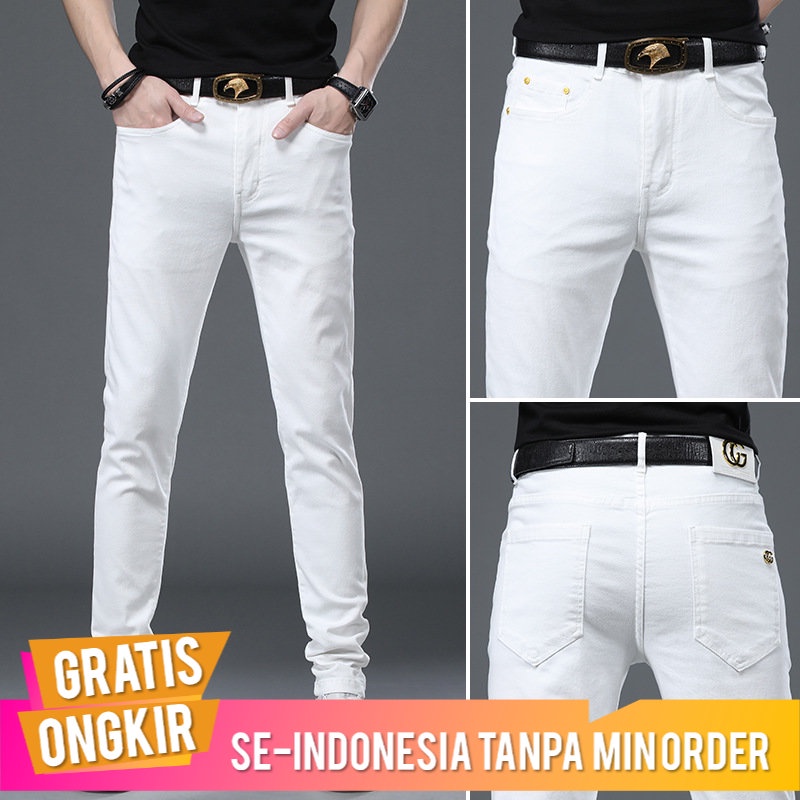 Jeans Pria Stretch Slim Fit Skinny  Korea Tren Serbaguna Kasual celana Pendek Pria
