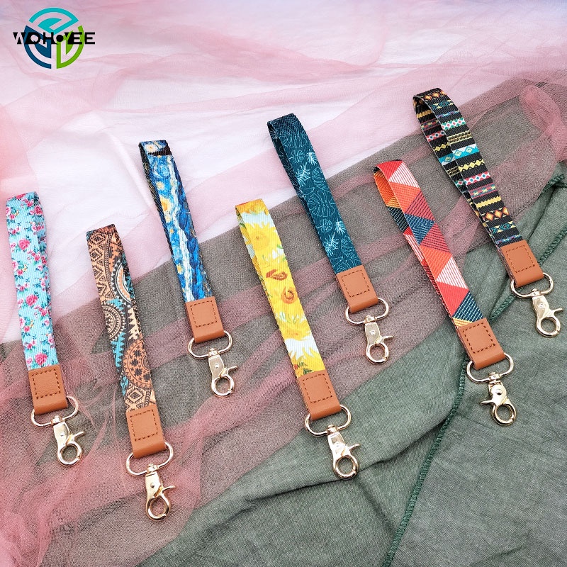 8 Gaya Tangan Pergelangan Tangan Lanyard Gantungan Kunci Gelang Tali Pemegang Tali Pendek untuk Kunci dan ID Lencana Sling