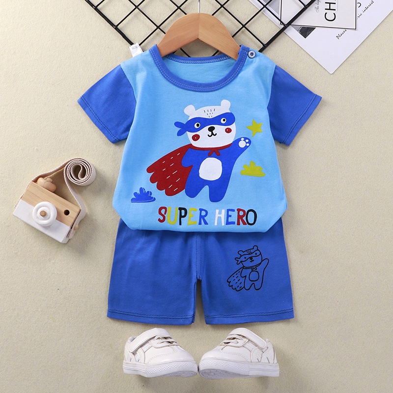 Stelan Pakaian Baju Jalan Anak Bayi Perempuan Laki Laki Lengan Pendek umur 1 2 3 tahun