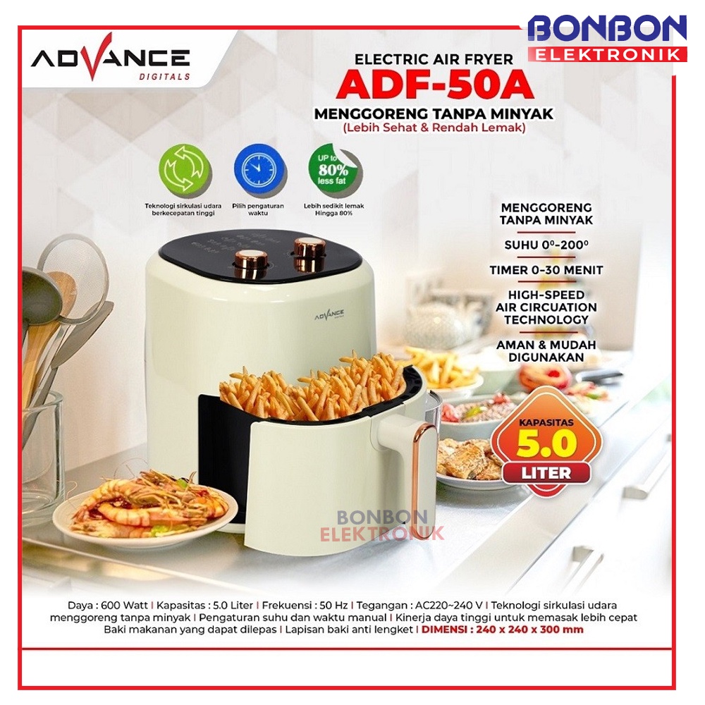 Advance Electric Air Fryer ADF-50A 600 Watt 5L / ADF 50A Low Watt