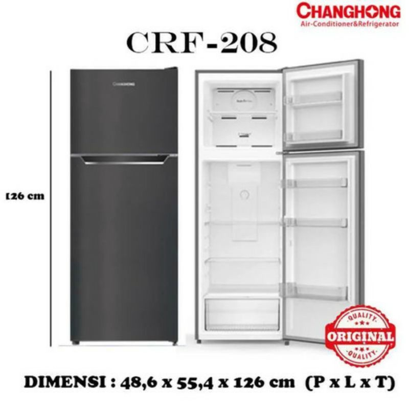 KULKAS 2 PINTU LOW WATT MERK CHANGHONG CRF 208 KULKAS CHANGHONG 2 PINTU MICROFROST