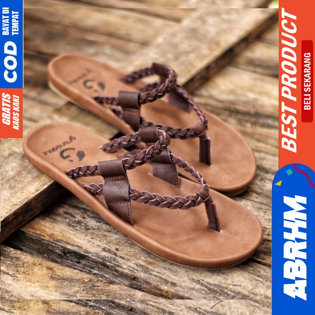 ABRHM x WIRSA Sandal Sendal Jepit Pria Kulit Asli