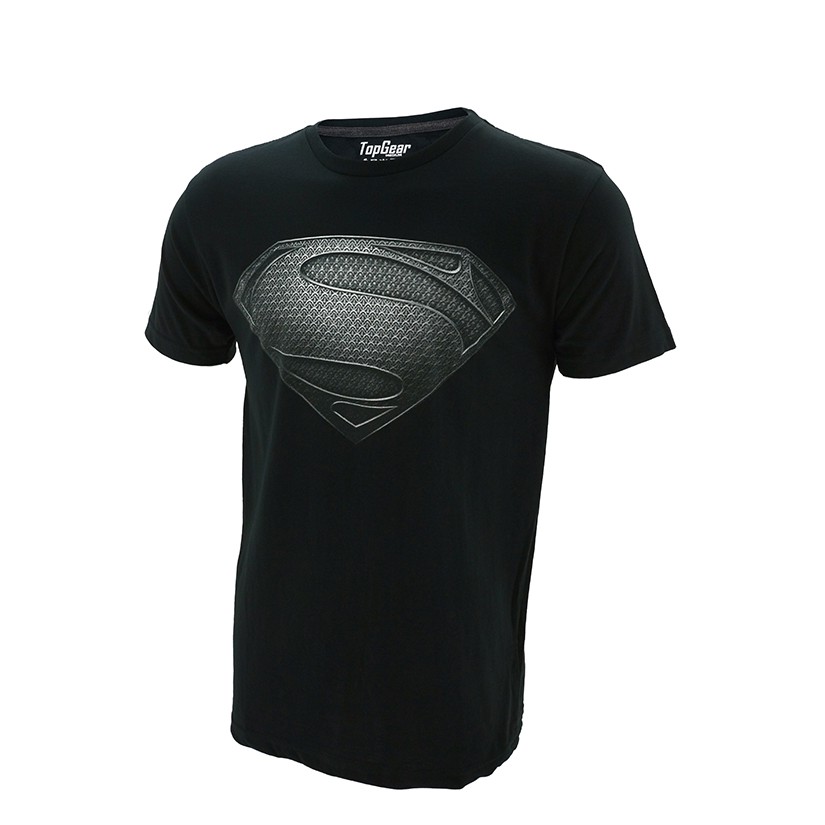BAJU CASUAL FORMAL  - Kaos Baju Superhero TopGear Superman Man Of Steel Logo Version Black