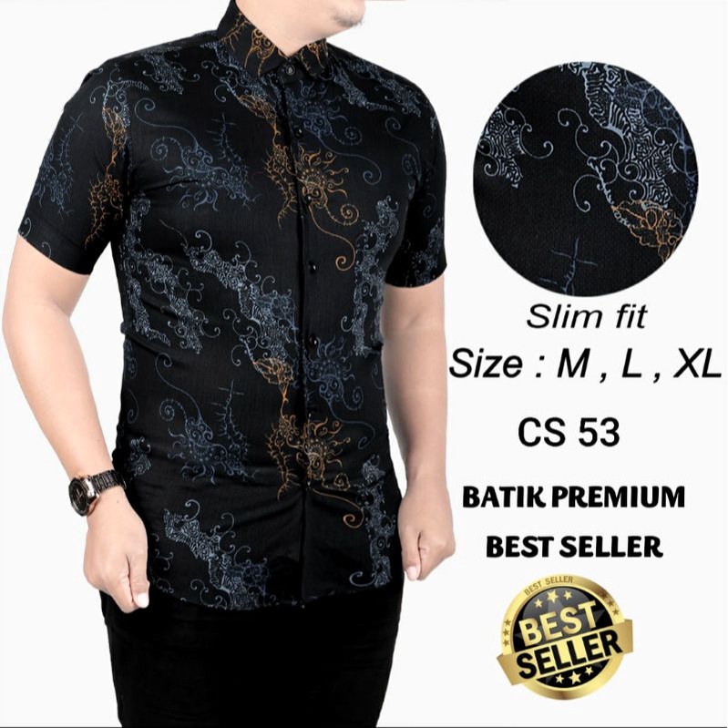 KEMEJA BATIK PRIA SLIM FIT LENGAN PENDEK COLINDION CS03