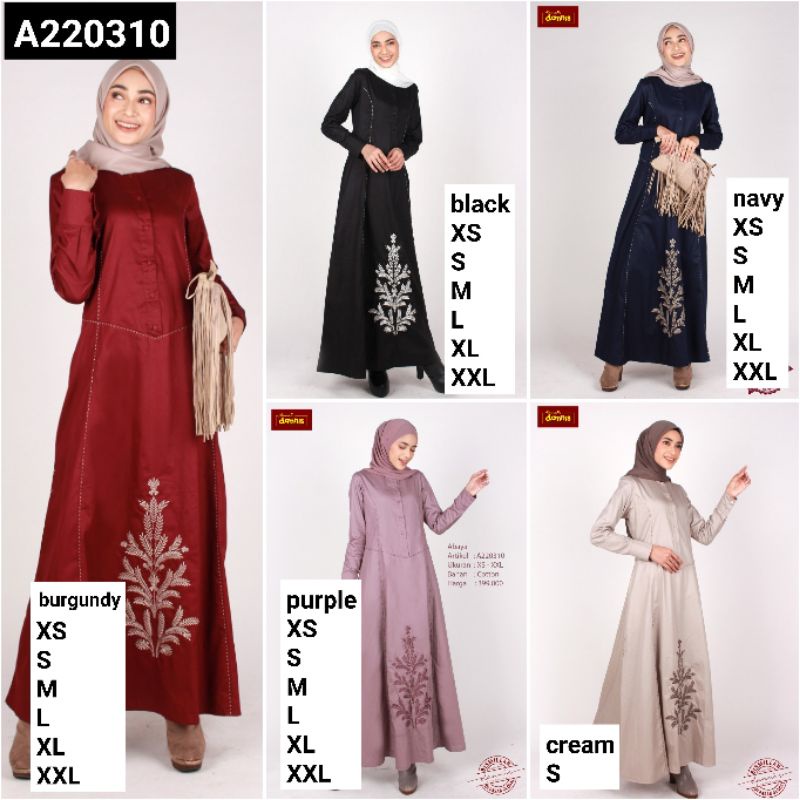 Sale Abaya bordir Dannis Collection XS S M L XL XXL burgundy black antler navy cream | A220310