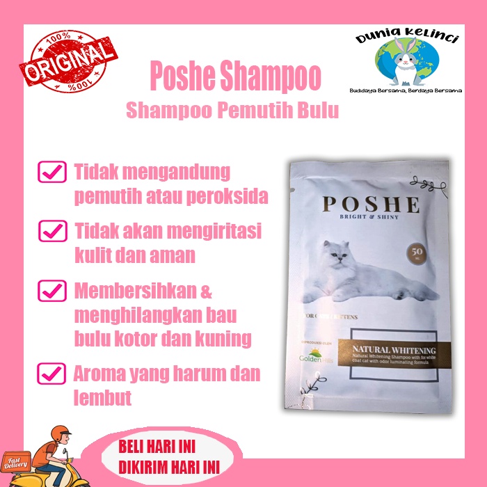 Shampo Pemutih Bulu Kucing Poshe Cat 50 ml