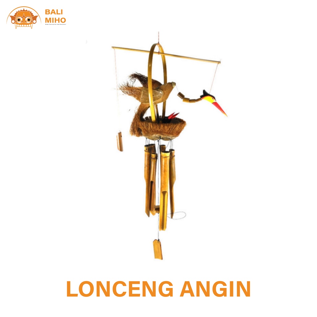 Lonceng Angin Bambu Motif Burung - Genta Angin Bambu - Gantungan Bambu - Lonceng Bambu - Lonceng bur