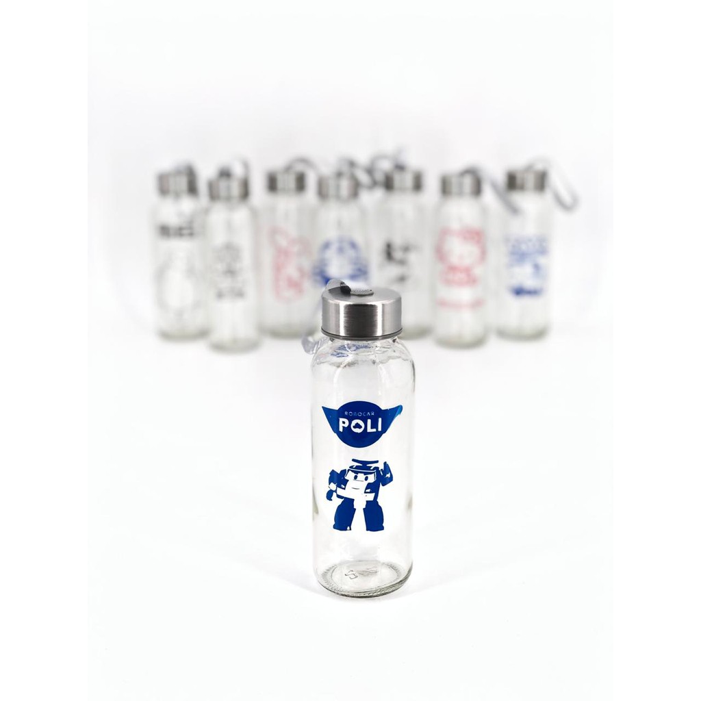 Grosir - B182 Botol Minum Kaca Karakter Clear / Free Kotak
