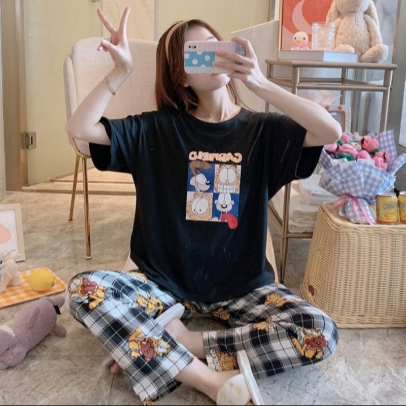 WM / piyama cp murah / piyama cp import / piyama import / piyama wanita / piyama cewek / piyama cp-Garfield black