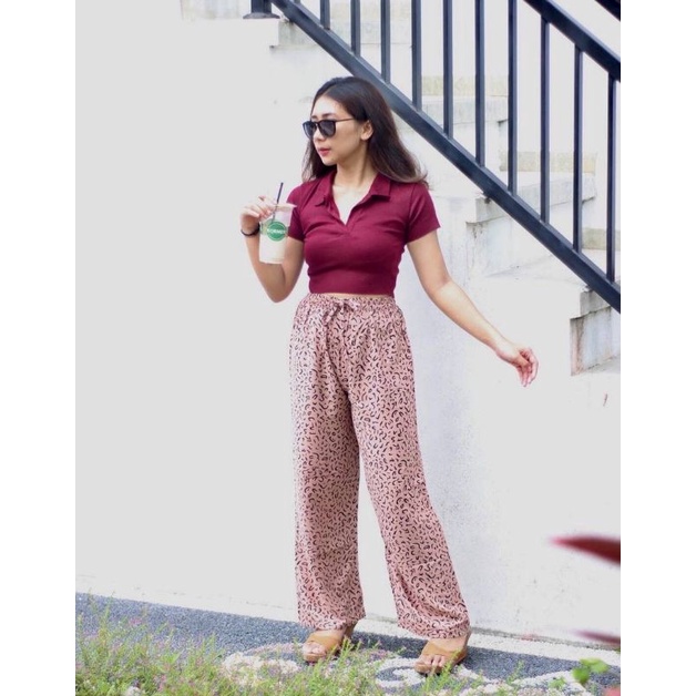 Kulot Motif Bali Rayon Premium-Kulot Kremi Coksu