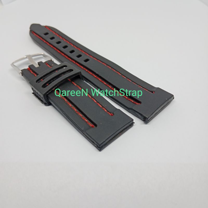 Tali Jam Tangan Karet  24MM Tali Jam Tangan Rubber Berkualitas 24 Tali jam tangan karet lis merah