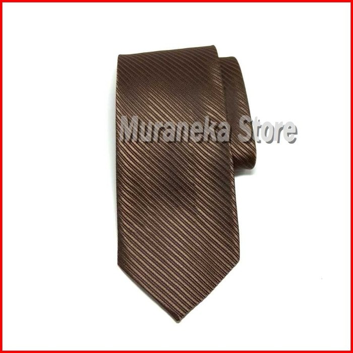 Dasi IMPORT Pria COKLAT Panjang Formal Lebar 3 Inch Garis Salur Setelan Kerja Kantor 7 - 8 cm Polos