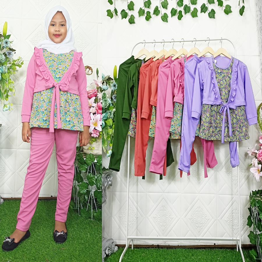 SETELAN CHIKA ANAK BAJU ROMPI DAN CELANA 6-12tahun GL FASHION