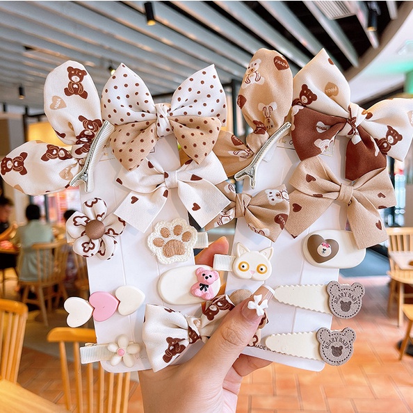 Jepit Rambut Korea Anak Perempuan Model Pita Coklat Aksesoris Rambut lucu style Wanita kualitas import AK150