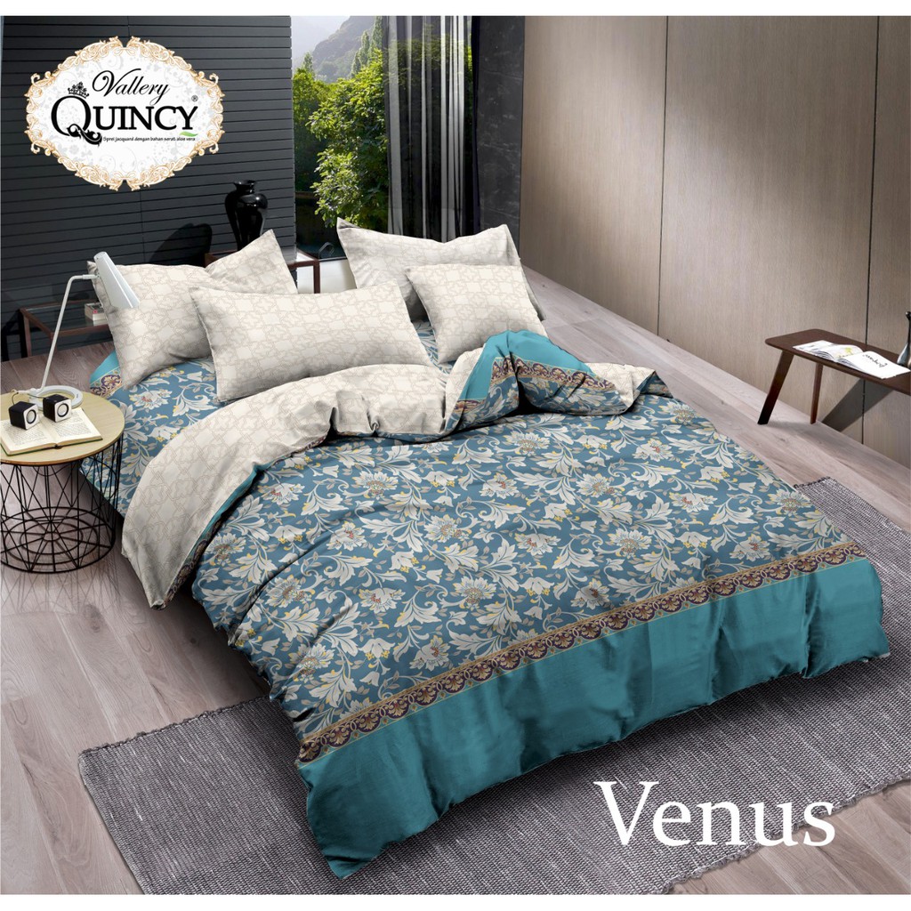 VALLERY QUINCY Sprei 4 Bantal 180x200 Tinggi 30 motif Archie Merlin Bruno Grayson Riana Lisa Raskal Aquatic Luxton Russel Kimmy Karen - King 180 B4 T30 SP