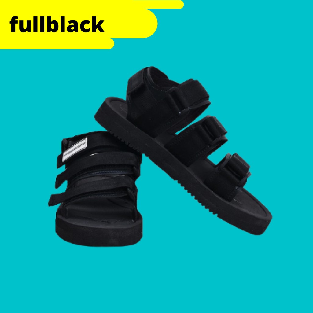 Sandal Gunung Pria Wanita Casual / sendal gunung wanita Full Black AENKA.ID FOOTWEAR HIJack 36-41