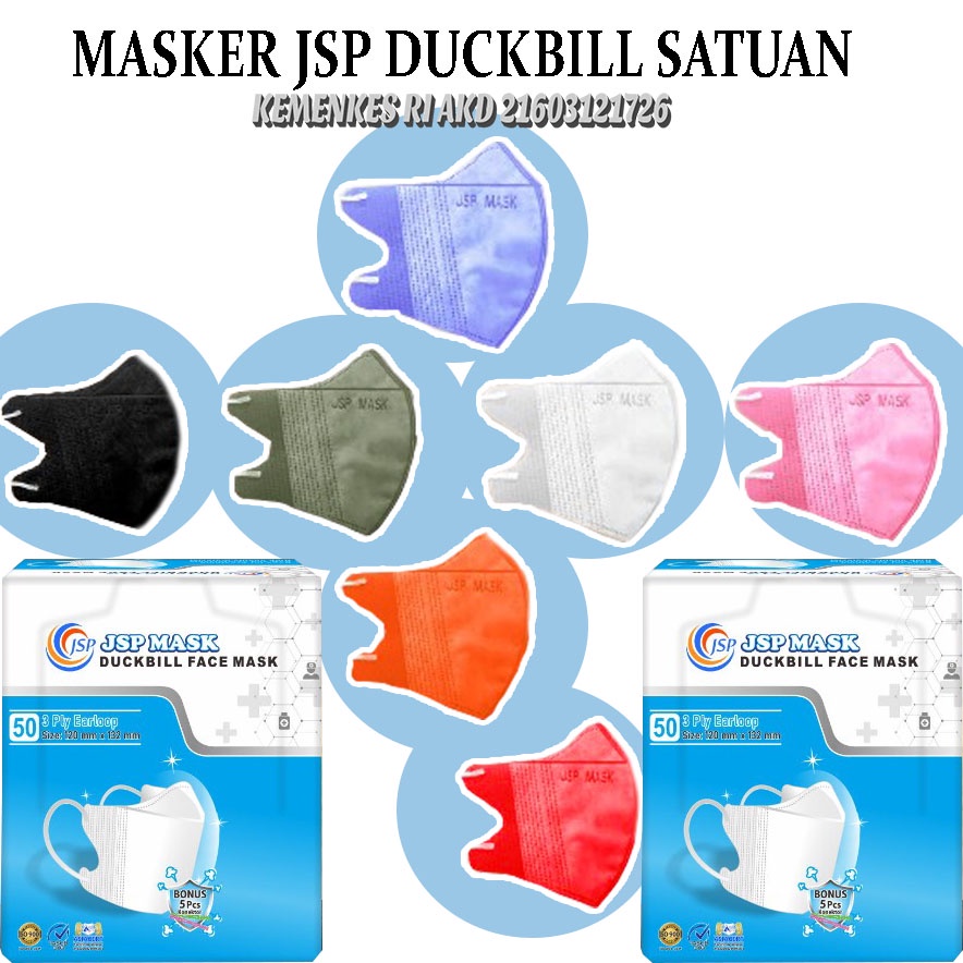 (BISA COD) Masker Duckbill JSP Sudah kemenkes / Masker Duckbill / Masker JSP SATUAN SM11 / JSP MASK