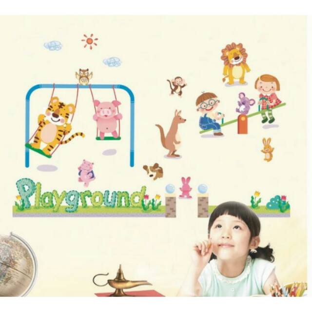 Wallsticker Playground/ stiker dinding/ dekorasi rumah/ anak/ animal/ edukasi
