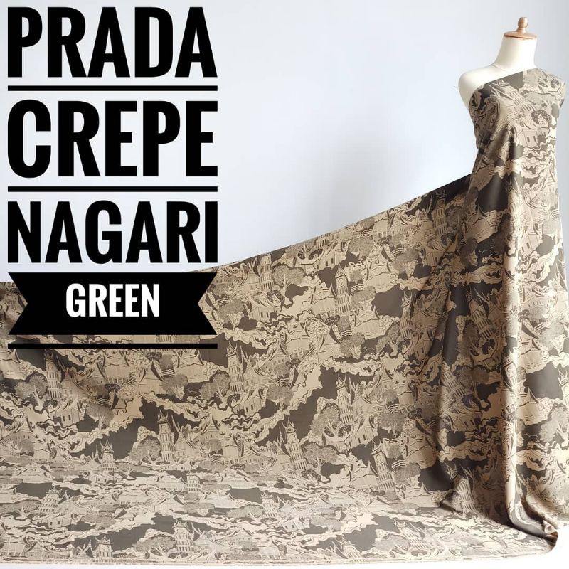 Kain Meteran Prada Crepe Nagari Green (0.5M)