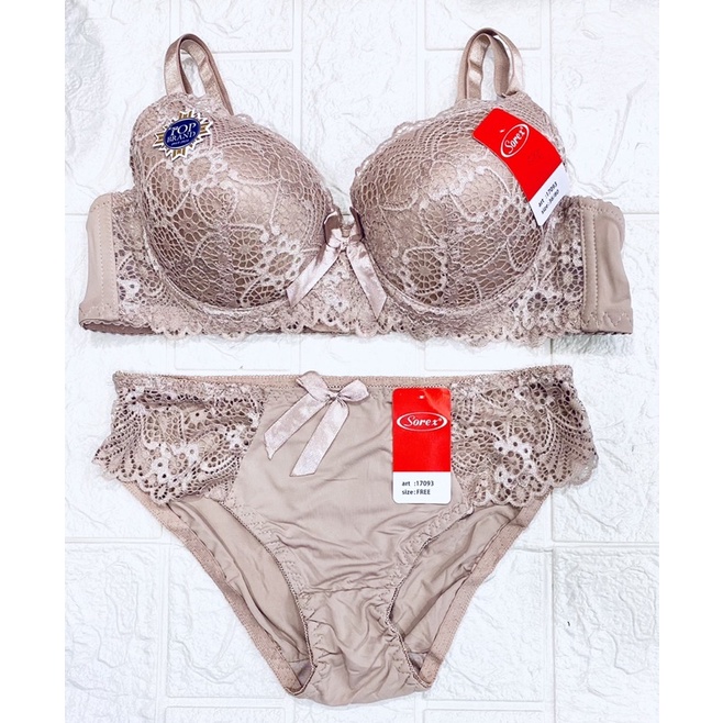 New Model BH | Bra Set Brukat Bunga SOREX 17093 Pakai Kawat dan Busa Sedang