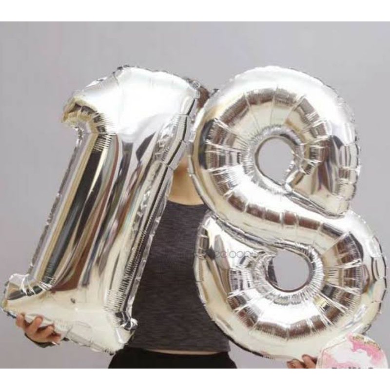 BALON ANGKA SILVER 80 CM