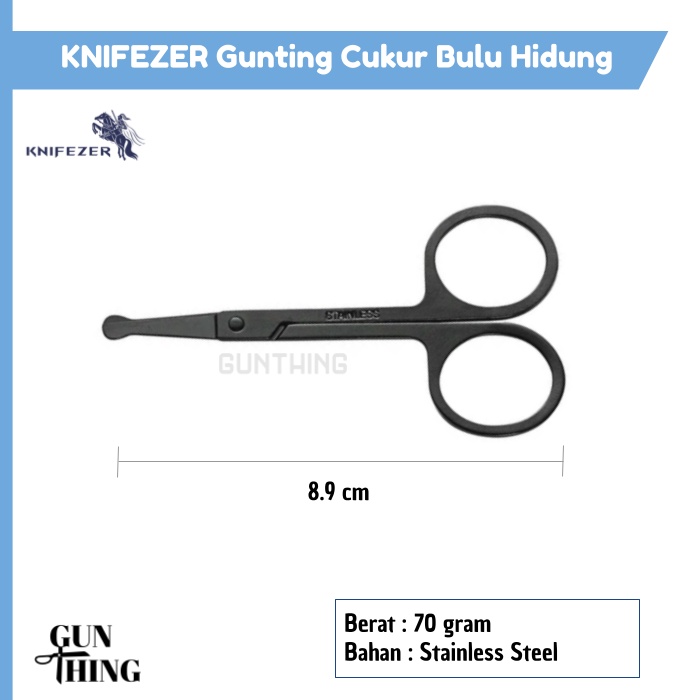 Gunting Cukur Bulu Hidung - KNIFEZER Hitam Stainless Steel - FS124