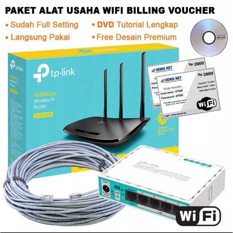 Alat usaha wifi sistem billing voucher full setting langsung pakai