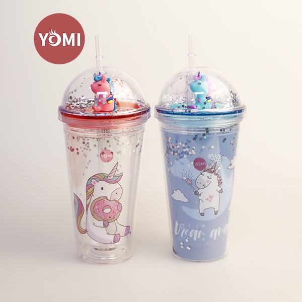 YOMI - Glitter Tumbler Gelas 2183/ Botol Minum  450Ml
