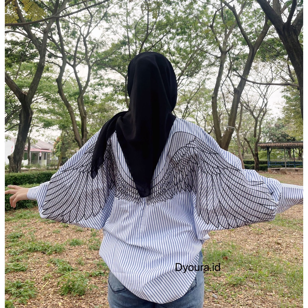 Kemeja sayap premium / kemeja sayap salur real pict / kemeja oversize / kemeja salur / Premium Kemeja Sayap