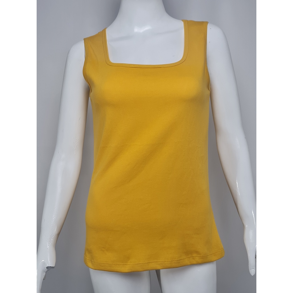 Singlet - Tank Top Wanita Katun Casual Kuning Sedang