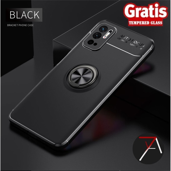 Original Case Xiaomi Poco X3 PocoX3 GT Invisible I Ring iRing Soft  TPU  - Hitam Cover Casing
