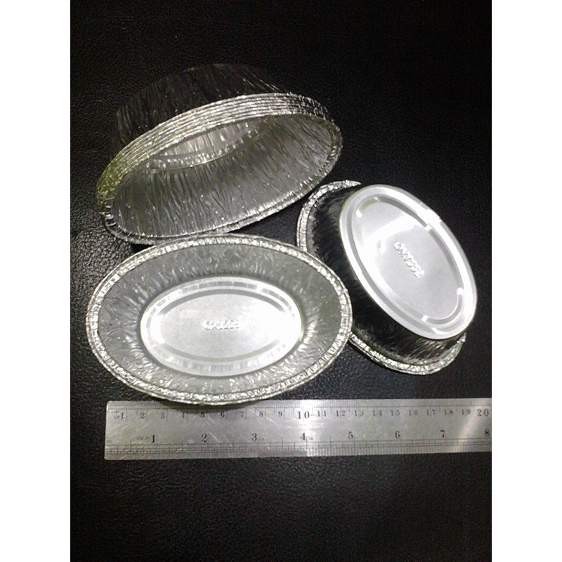 10 pcs almunium foil oval cetakan kue macaroni panggang schotel oven foil ox 1225