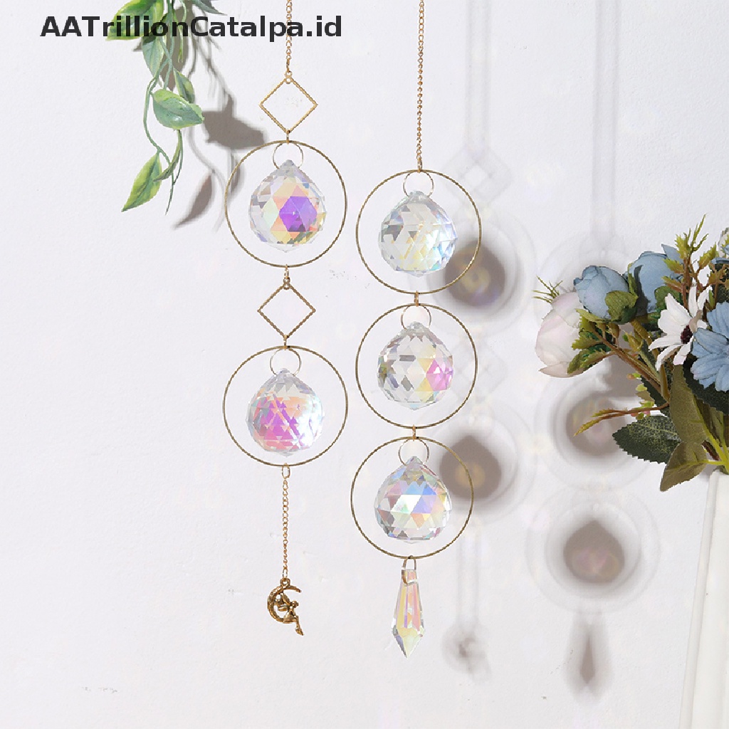 (AATrillionCatalpa) Alat Penangkap Cahaya Matahari Kristal Prisma Pelangi Diy