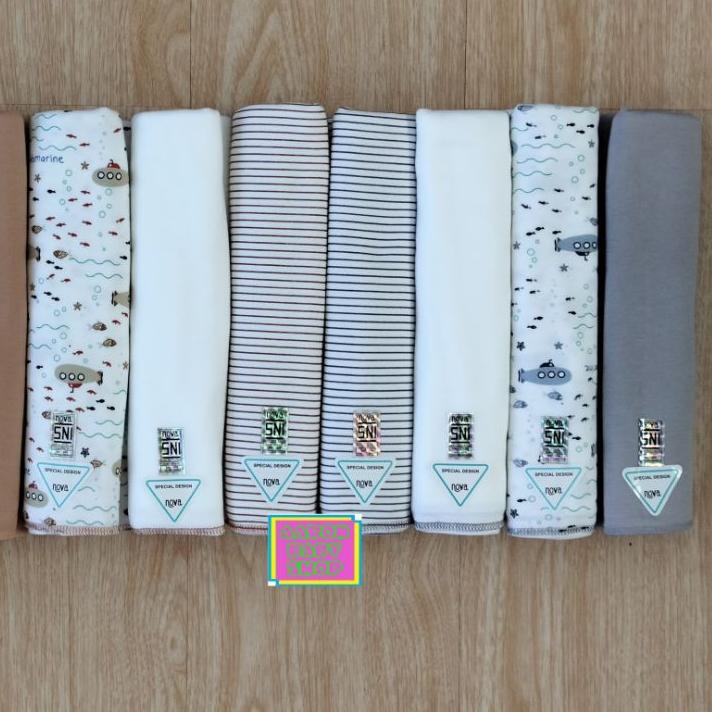 ❊ Bedong Bayi NOVA Polos Abu Coklat / Putih / Motif Kapal / Garis Abu / Coklat SNI ➽