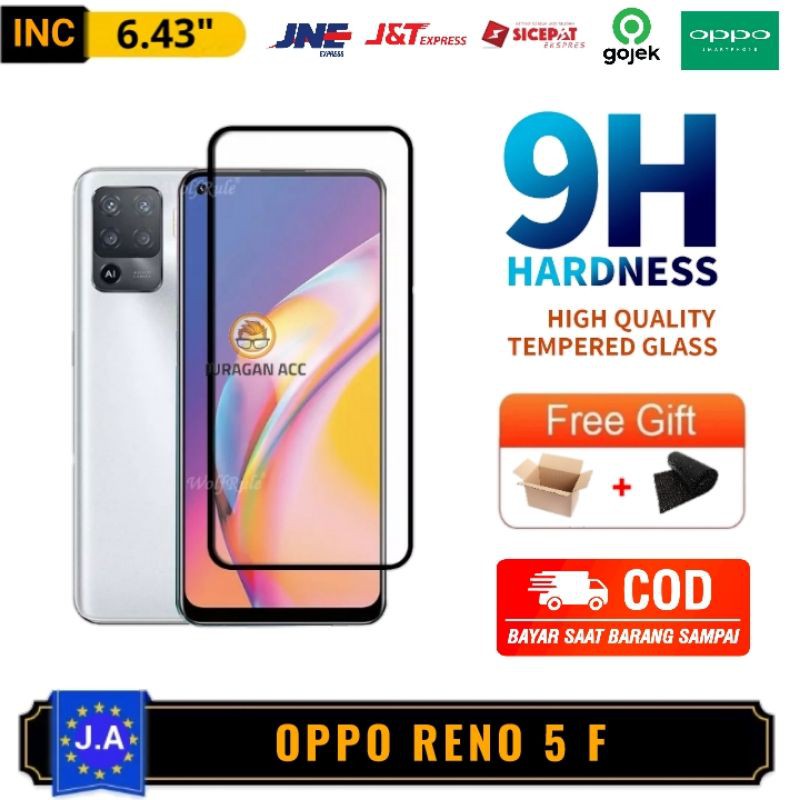 PREMIUM Tempered Glass Full Layar Screen Oppo Reno 5 F - Tg Anti Gores Layar Kaca Reno 5 F Protector