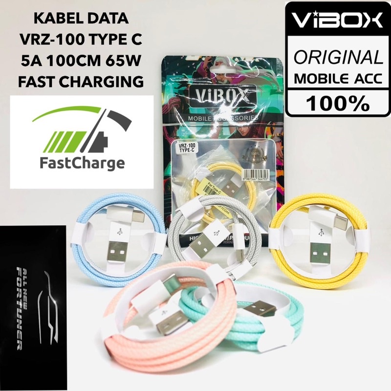 KABEL DATA MACARON VIBOX VRZ-100 5A 100CM 65W  FAST CHARGING MICRO Promo Sen