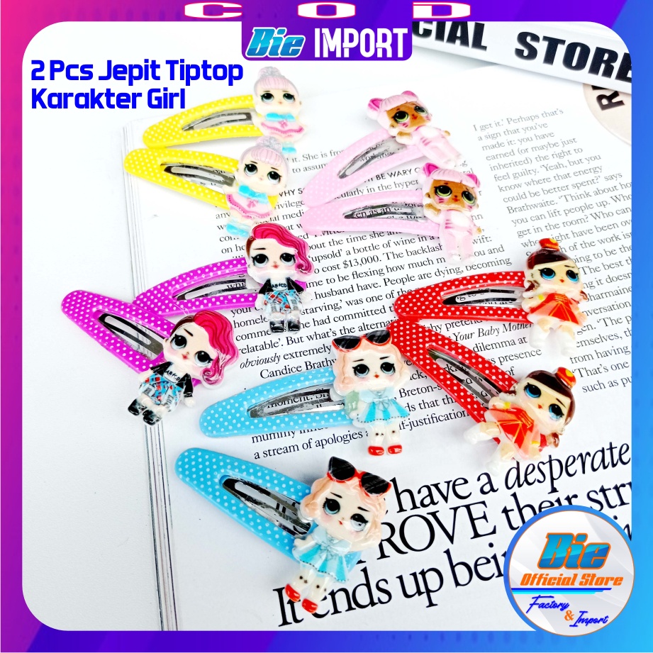 2 Pcs Jepit Tiptop Karakter Girl &amp; Unicorn Impor Best Seller