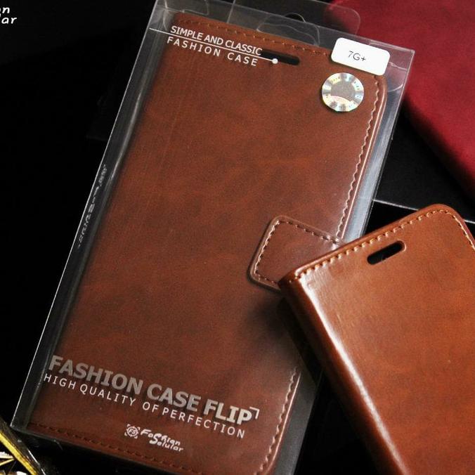 LEATHER FLIP COVER WALLET SAMSUNG A8 PLUS KULIT CASE CASING