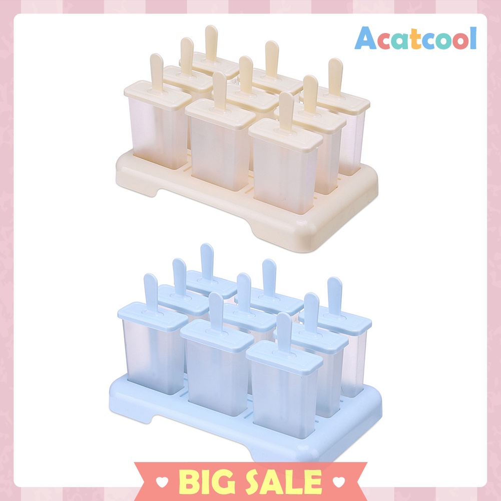 9 Hole Silicone Ice Cream Mould Tray Popsicle Barrel DIY Mold with Stick