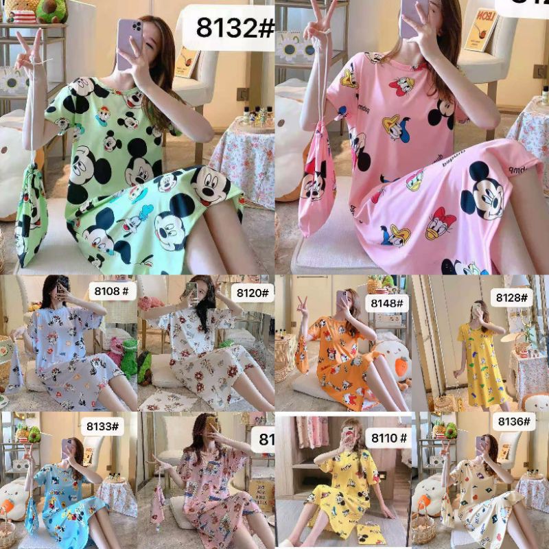 RULIF Baju tidur wanita / Daster wanita import spandek (free pouch serut)Funny