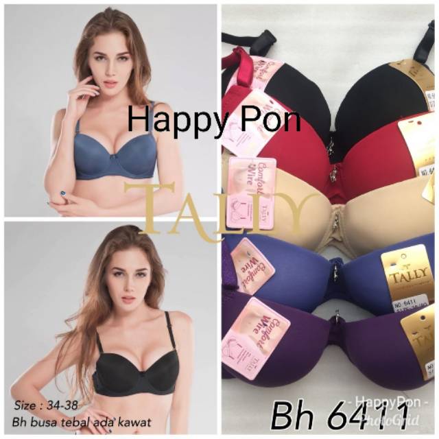 Bra BH polos busa tebal +kawat merk tally 6411 | comfort wire bra | push up bra